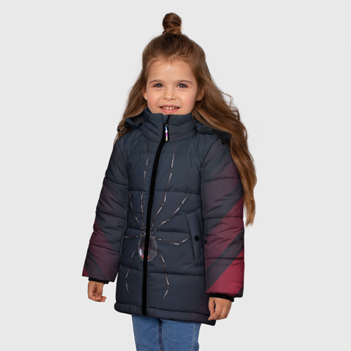 Зимняя куртка для девочек 3D Каракурт, цвет черный - фото 3