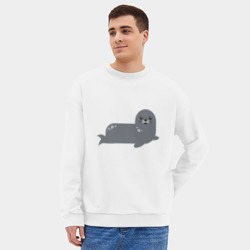 Мужской свитшот oversize без начеса хлопок Миленький тюлень - фото 2