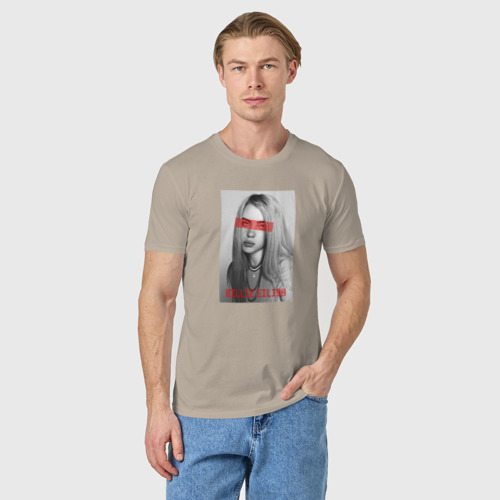 Мужская футболка хлопок Билли Айлиш, цвет миндальный - фото 3