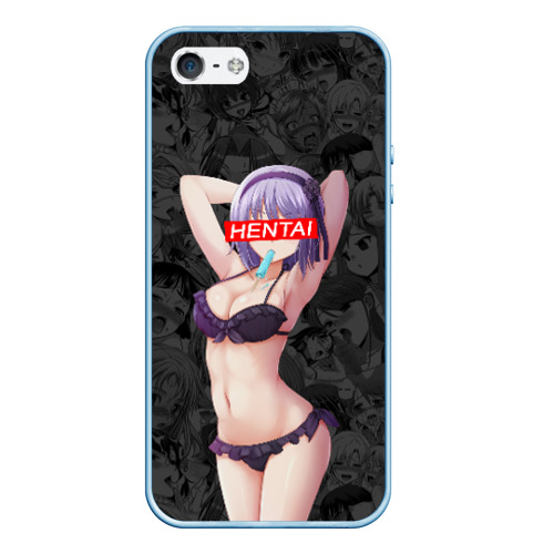 Чехол для iPhone 5/5S матовый Hentai, цвет голубой