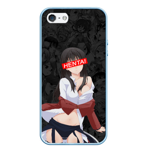 Чехол для iPhone 5/5S матовый Hentai, цвет голубой