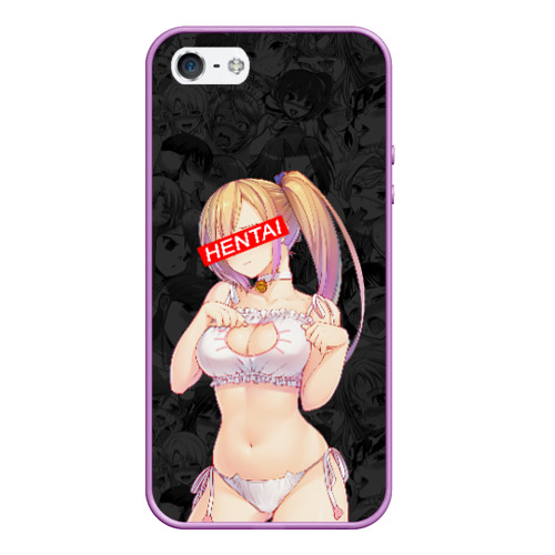 Чехол для iPhone 5/5S матовый Hentai, цвет сиреневый