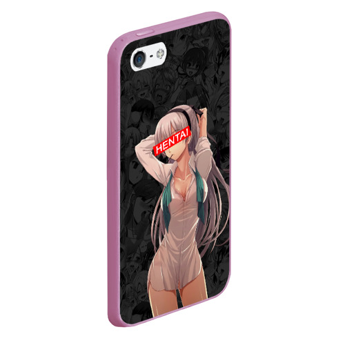 Чехол для iPhone 5/5S матовый HENTAI, цвет розовый - фото 3