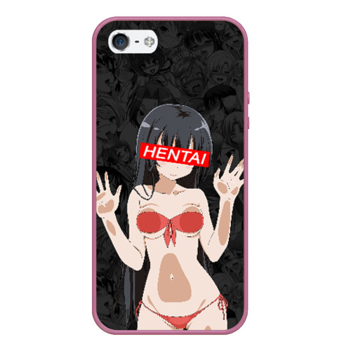 Чехол для iPhone 5/5S матовый HENTAI, цвет розовый