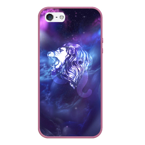 Чехол для iPhone 5/5S матовый Лев, цвет розовый