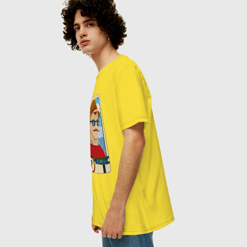 Мужская футболка хлопок Oversize Водолей, цвет желтый - фото 5