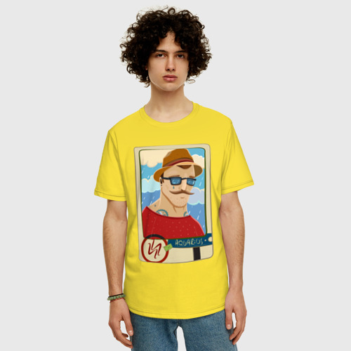 Мужская футболка хлопок Oversize Водолей, цвет желтый - фото 3