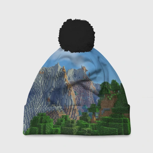 Шапка 3D c помпоном Minecraft