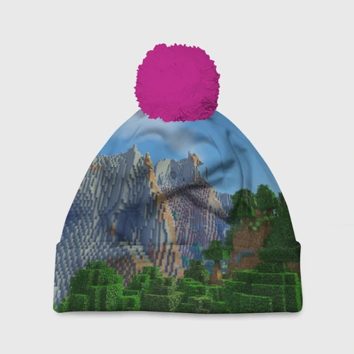 Шапка 3D c помпоном Minecraft