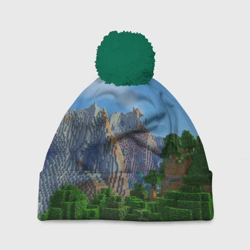 Шапка 3D c помпоном Minecraft