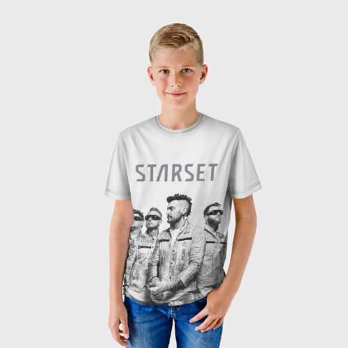 Детская футболка 3D с принтом Starset Band, фото на моделе #1
