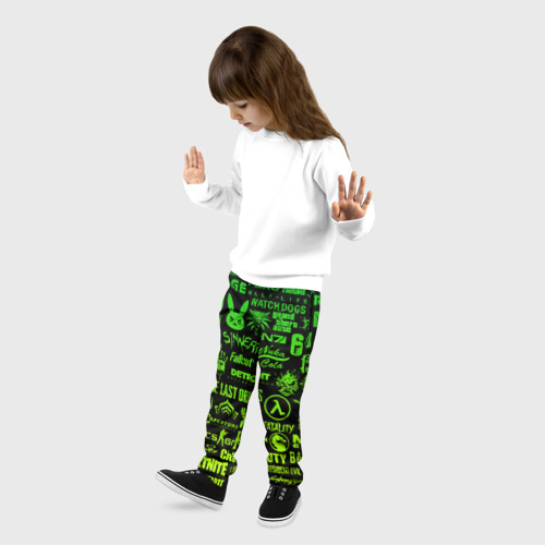 Детские брюки 3D с принтом ЛОГОТИПЫ ИГР, фото на моделе #1
