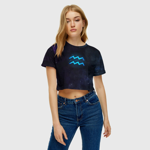 Женская футболка Crop-top 3D Водолей, цвет 3D печать - фото 4