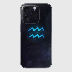 Чехол для iPhone 15 Pro Max силиконовый с защитой камеры Водолей