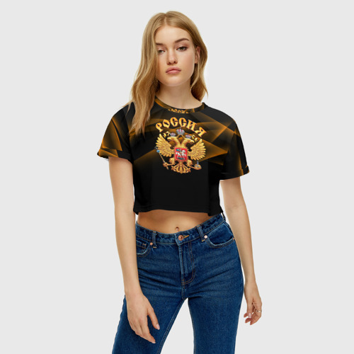 Женская футболка Crop-top 3D Золотой герб - фото 4