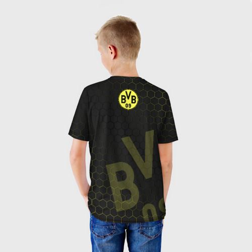 Детская футболка 3D с принтом Боруссия Дортмунд, вид сзади #2