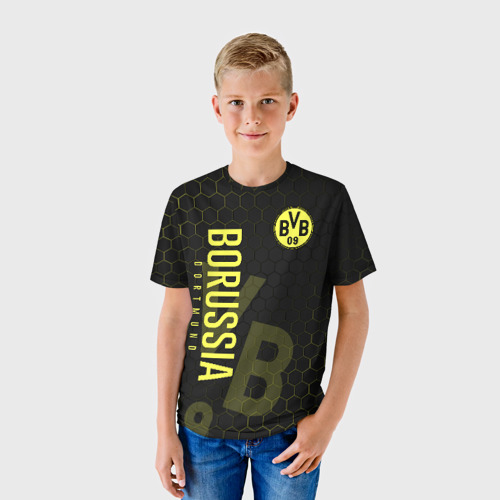 Детская футболка 3D с принтом Боруссия Дортмунд, фото на моделе #1