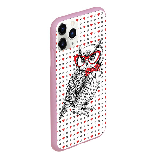 Чехол для iPhone 11 Pro Max матовый Мудрая сова  в   очках, цвет розовый - фото 3