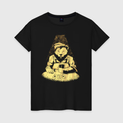 Женская футболка хлопок Медведь Покер