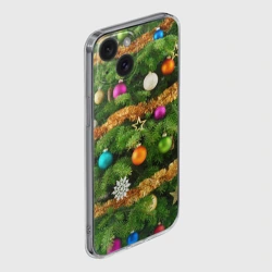 Чехол для iPhone 15 силиконовый с защитой камеры Живая новогодняя ёлка - фото 2