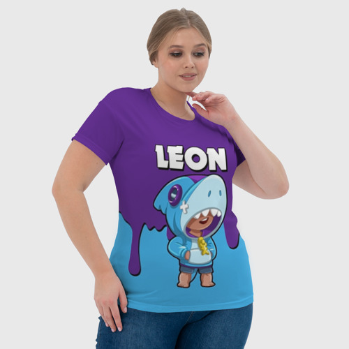 Женская футболка 3D Brawl Stars Leon Shark, цвет 3D печать - фото 6