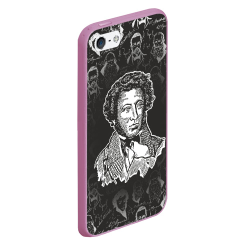 Чехол для iPhone 5/5S матовый А.С.Пушкин, цвет розовый - фото 3