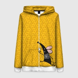 Женская толстовка 3D на молнии Крыса