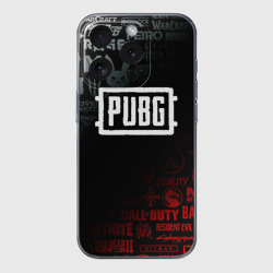 Чехол для iPhone 15 Pro силиконовый с защитой камеры PUBG