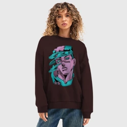 Женский свитшот oversize без начеса хлопок Дзётаро кудзе в желтом - фото 2