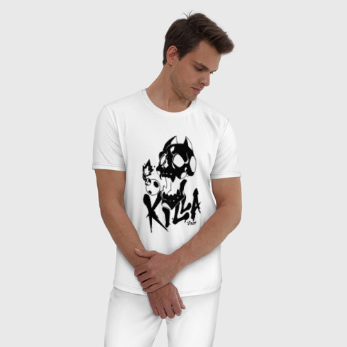 Мужская пижама хлопок с принтом KILLER QUEEN черный стикер, фото на моделе #1