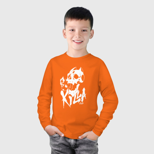 Детский лонгслив хлопок Killer Queen белый ситкер, цвет оранжевый - фото 3