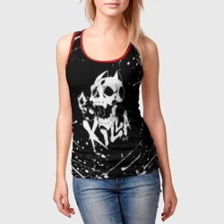 Женская майка 3D Killer Queen белое с белыми брызгами - фото 2