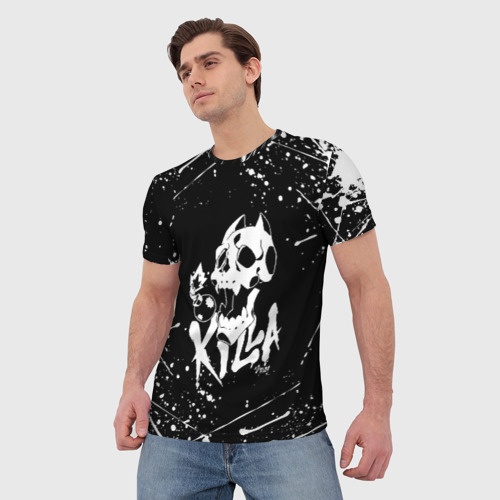 Мужская футболка 3D Killer Queen белое с белыми брызгами, цвет 3D печать - фото 3