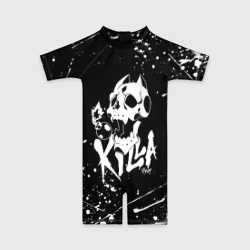 Детский купальный костюм 3D Killer Queen белое с белыми брызгами