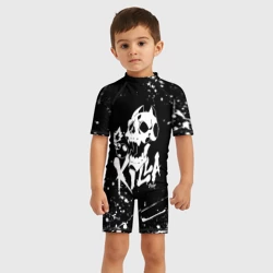 Детский купальный костюм 3D Killer Queen белое с белыми брызгами - фото 2