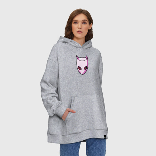 Худи SuperOversize хлопок Killer Queen розовая кошка, цвет меланж - фото 3