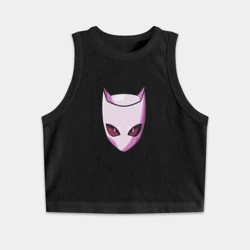 Женская укороченная майка-топ хлопок Killer Queen розовая кошка