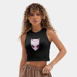 Женская укороченная майка-топ хлопок Killer Queen розовая кошка - фото 2