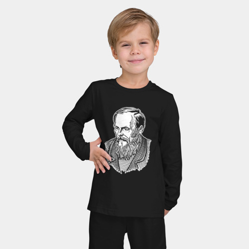 Детская пижама с лонгсливом хлопок Достоевский Фёдор   Михайлович, цвет черный - фото 3