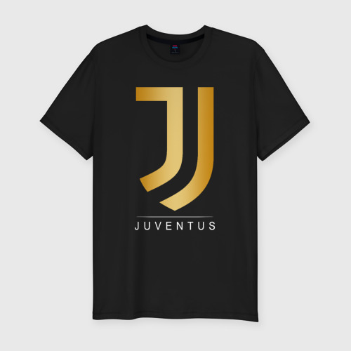 Мужская футболка хлопок Slim JUVENTUS GOLDEN LOGO, цвет черный