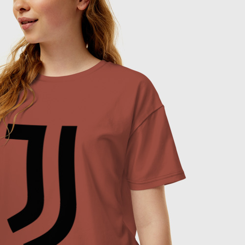 Женская футболка хлопок Oversize Juventus, цвет кирпичный - фото 3