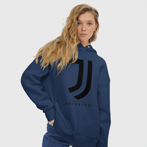 Женское худи Oversize хлопок Juventus, цвет темно-синий - фото 4