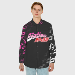 Мужская рубашка oversize 3D ДжоДжо лого на патерне - фото 2