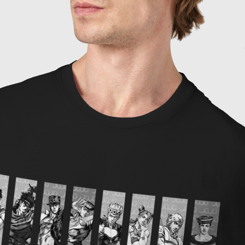 Мужская футболка хлопок ДжоДжо Герои серые, цвет черный - фото 6