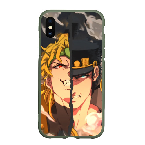 Чехол для iPhone XS Max матовый Dio Brando x Jotaro, цвет темно-зеленый