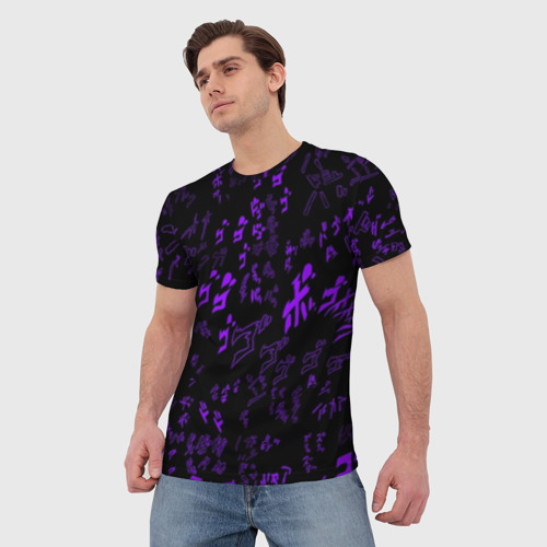 Мужская футболка 3D [JJBA] Menacing Pattern purple, цвет 3D печать - фото 3