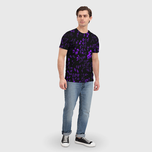 Мужская футболка 3D [JJBA] Menacing Pattern purple, цвет 3D печать - фото 5