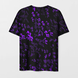 Футболка с принтом [JJBA] Menacing Pattern purple для мужчины, вид сзади №1. Цвет основы: белый
