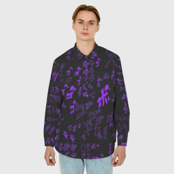 Мужская рубашка oversize 3D [JJBA] Menacing Pattern purple - фото 2