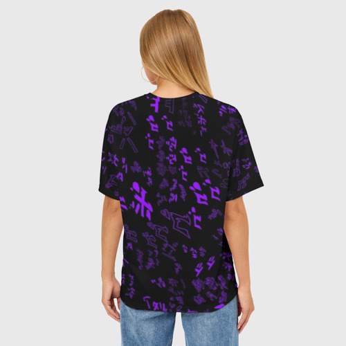 Женская футболка oversize 3D [JJBA] Menacing Pattern purple, цвет 3D печать - фото 4